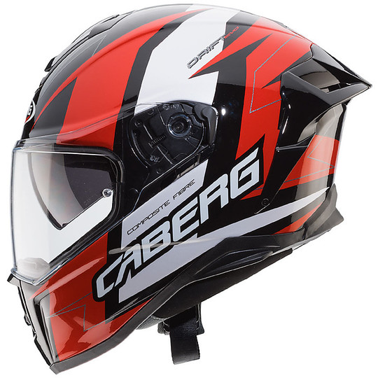 Cabrio DRIFT EVO White Cabron Integral Helmet Black Red Speedster Speedster
