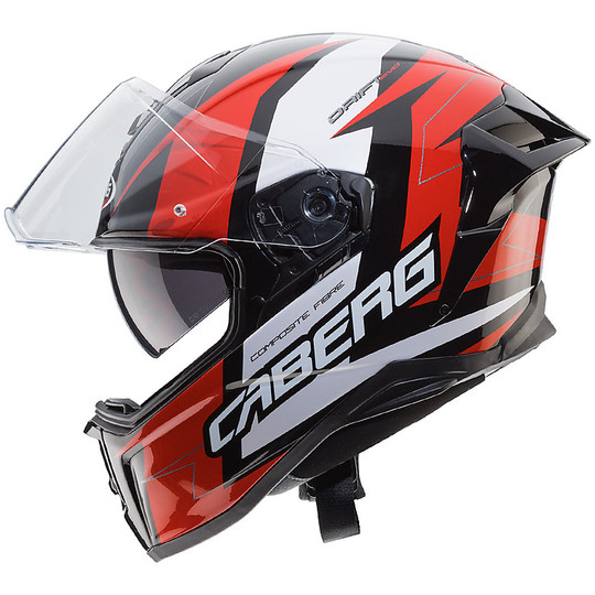 Cabrio DRIFT EVO White Cabron Integral Helmet Black Red Speedster Speedster