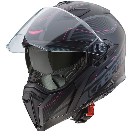 Cabron Integral Motorcycle Helmet JACKAL SUPRA Black Anthracite Pink Opaque