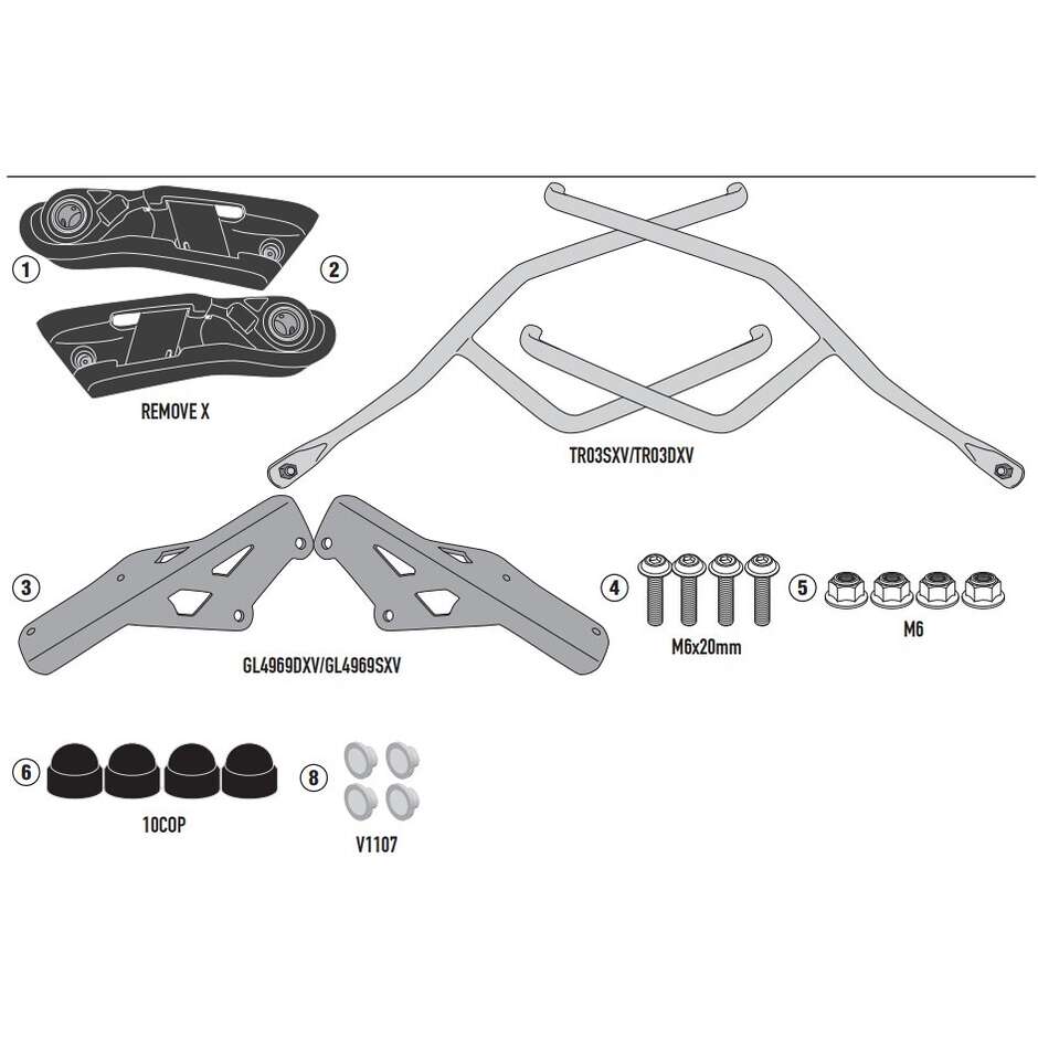Cadres de fixation rapide spécifiques REMOVE-X pour sacoches souples Kappa TR6420K pour Triumph SPEED TRIPLE 1200 RS (21-24)