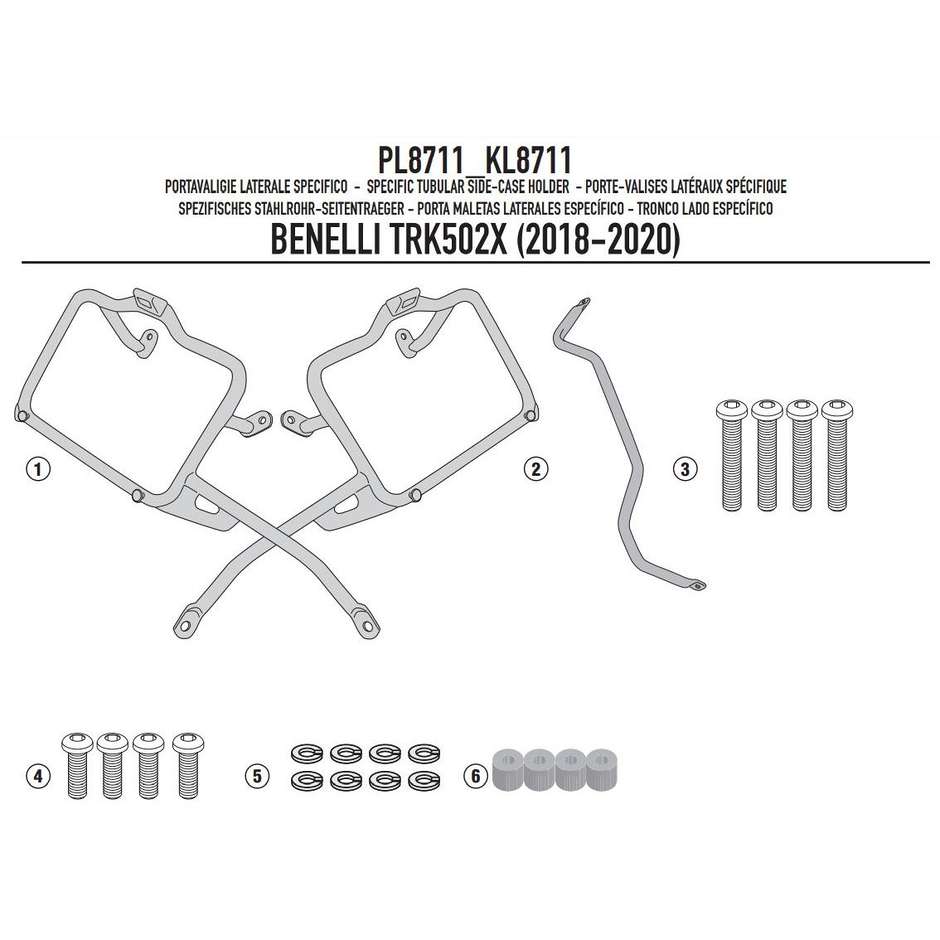 Cadres de moto Kappa KL8711 pour valises latérales Monokey pour Benelli TRK 502 X (2017-19) - (20-21)