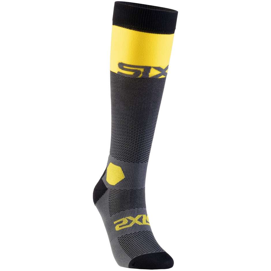 Calza Lunga Moto Sixs LONG RACING V2 Grigio Scuro Giallo