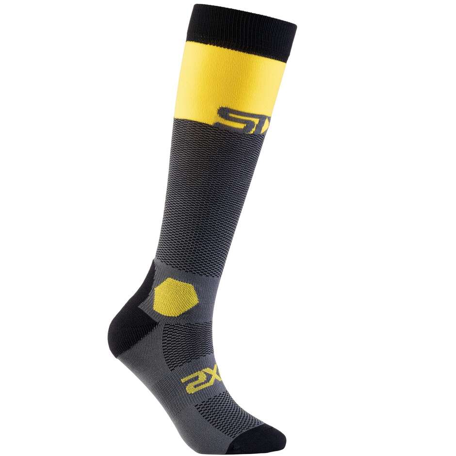 Calza Lunga Moto Sixs LONG RACING V2 Grigio Scuro Giallo