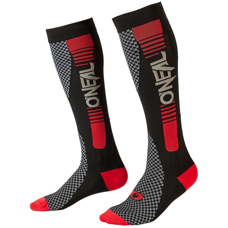 Calze Moto CRoss Enduro Oneal MX Performance Socks V.22 Stripe Nero Rosso