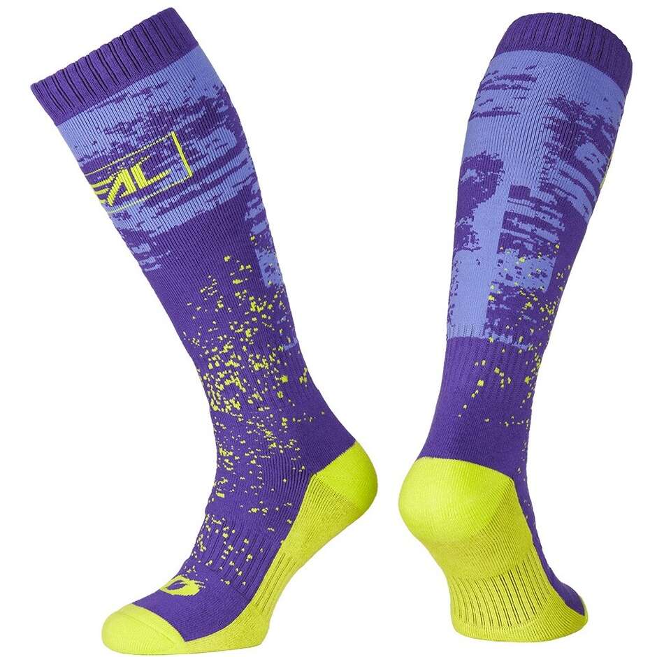 Calze Moto Cross Enduro Oneal PRO MX PAINT Viola Giallo