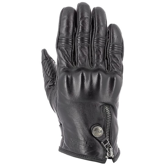CANON Black Overlap Winter Leather Motorcycle Gloves