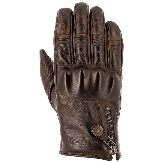 CANON Brown Leather Motorcycle Gloves Overlap