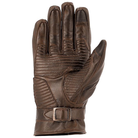 CANON Brown Leather Motorcycle Gloves Overlap