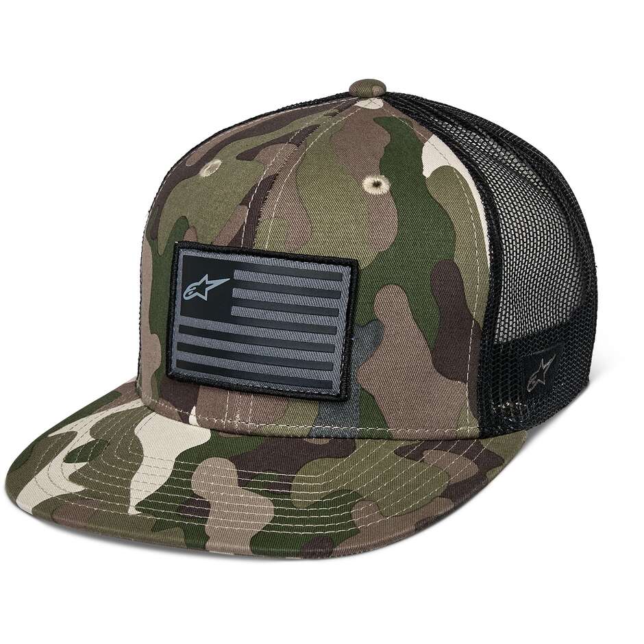 Capellino FLAG FLAT TRUCKER Verde Mimetico/Nero taglia uni
