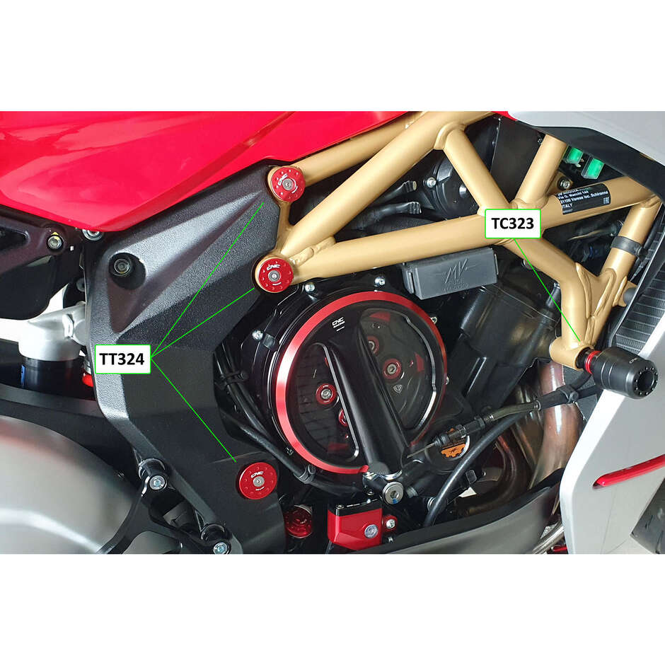 Capuchons de cadre MV Agusta Superveloce (6 pièces pour montage avec TC323) CNC Racing TT324 Noir