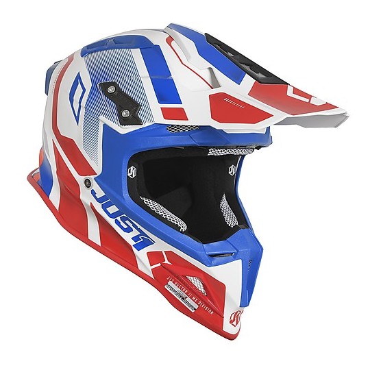 Carbon Cross Enduro Motorcycle Helmet Just1 J12 VECTOR Red Blue Glossy White