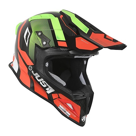 Carbon Cross Enduro Motorcycle Helmet Just1 J12 VECTOR Red Lime Carbon