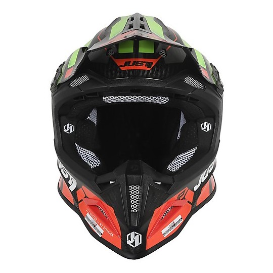 Carbon Cross Enduro Motorradhelm Just1 J12 VECTOR Red Lime Carbon