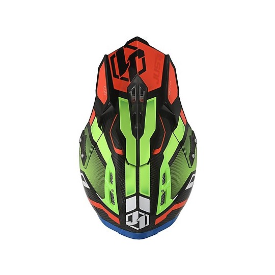 Carbon Cross Enduro Motorradhelm Just1 J12 VECTOR Red Lime Carbon