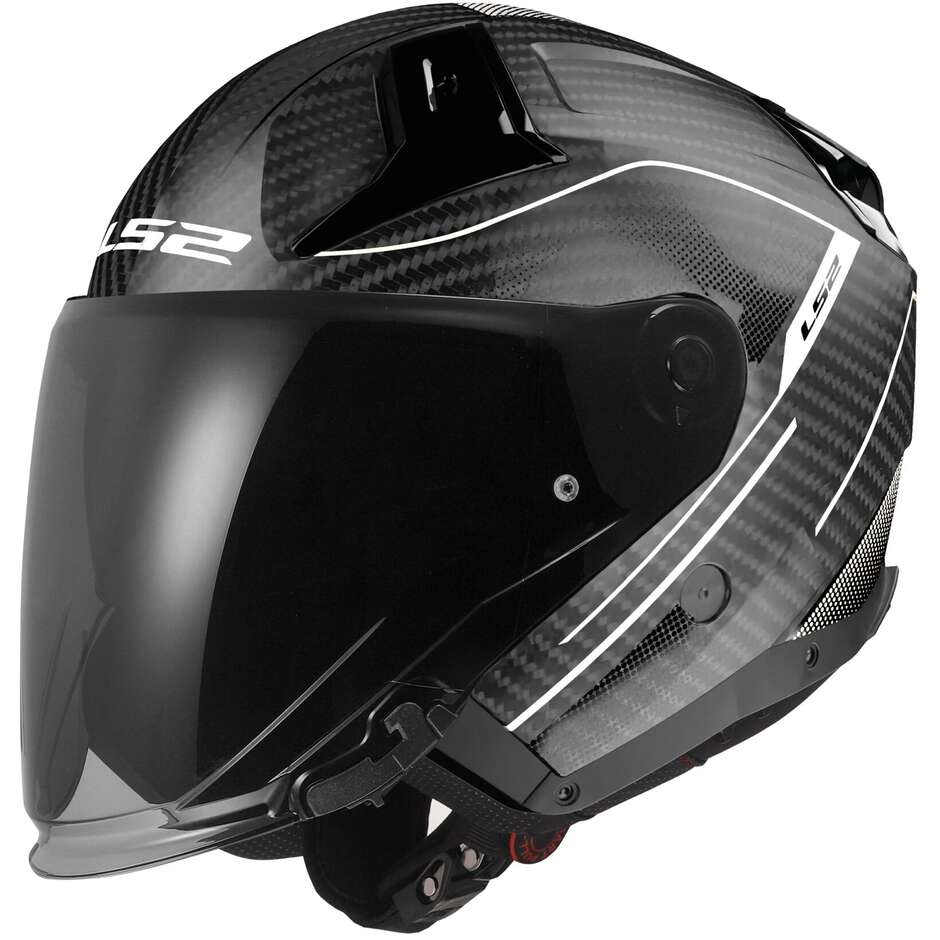 Carbon Jet Motorcycle Helmet Ls2 OF603 INFINITY 2 CARBON Counter Gray Cool Glossy
