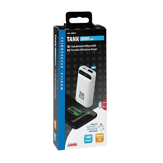 Caricabatterie USB Portatile per Smartphone Lampa 38821 Tank 5000