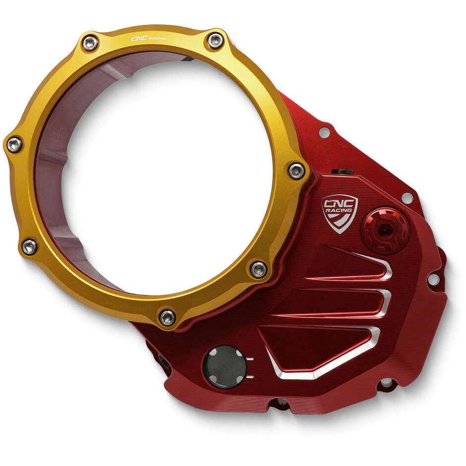 Carter Carter Embrayage à Huile Transparent Ducati BICOLORE CNC Racing Racing Rouge Or