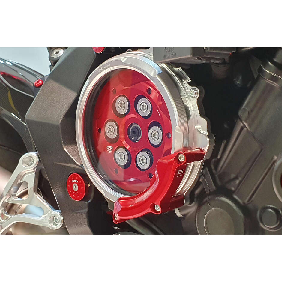 Carter de protection transparent CAP02 pour embrayage à huile MV Agusta CNC Racing Rouge