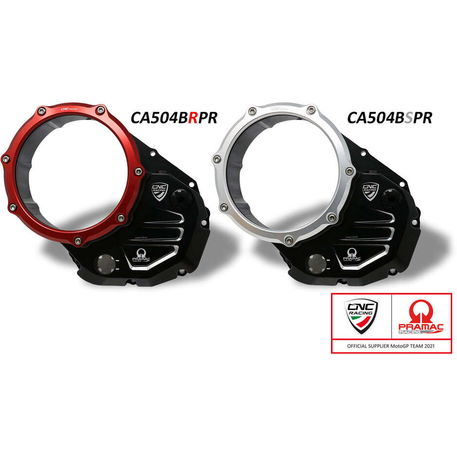 Carter d'embrayage à huile transparent Ducati Pramac Racing Édition limitée CNC Racing Noir Argent