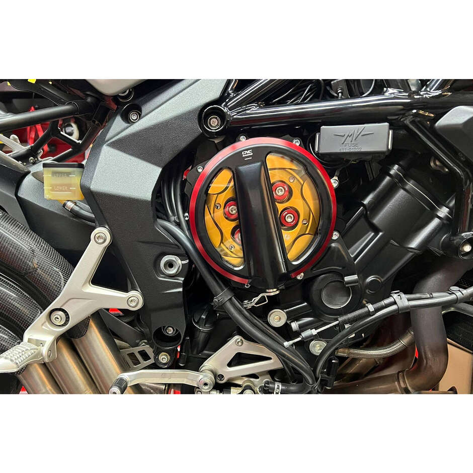 Carter frizione trasparente CA301 MV Agusta - comando a filo - Bicolor CNC Racing Nero Rosso
