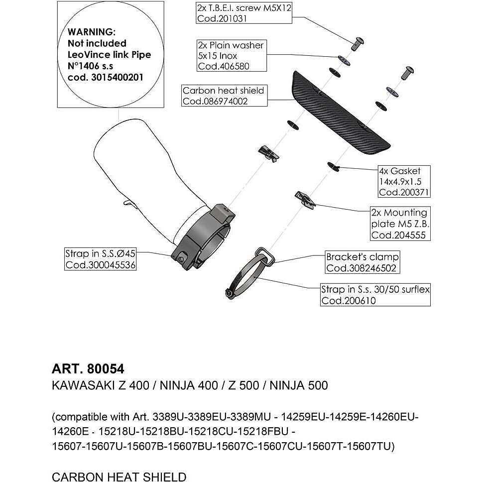 Carter Para-Calore Leovince 80054 Specifico Per KAWASAKI Ninja500