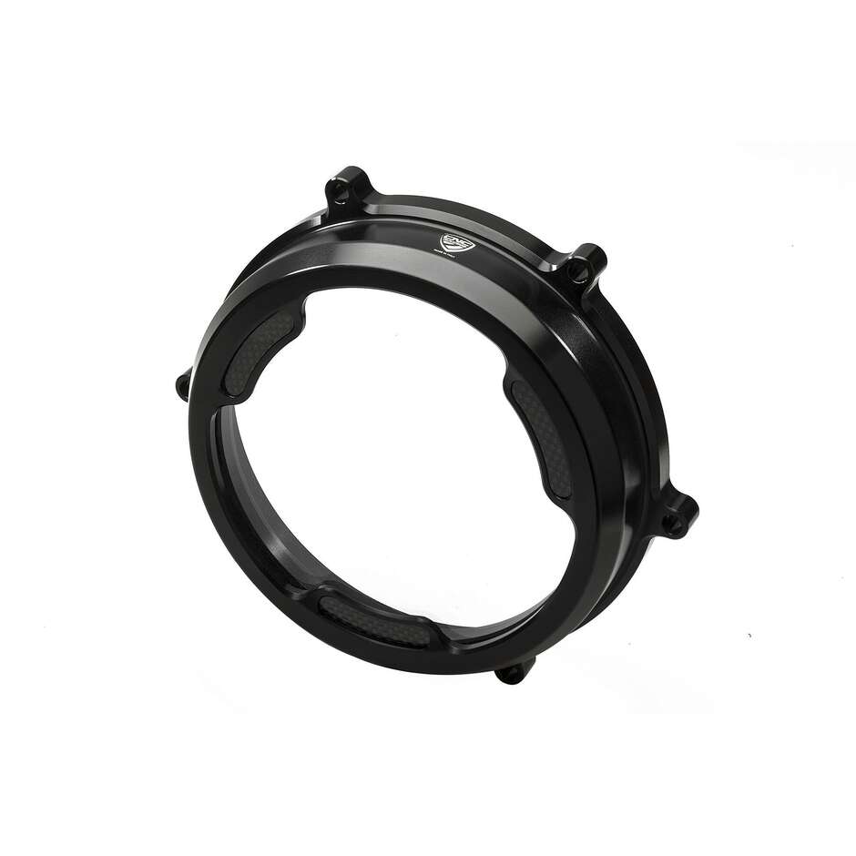 Carter trasparente CA201 con inserti in carbonio per frizioni ad olio Ducati Panigale CNC Racing Nero