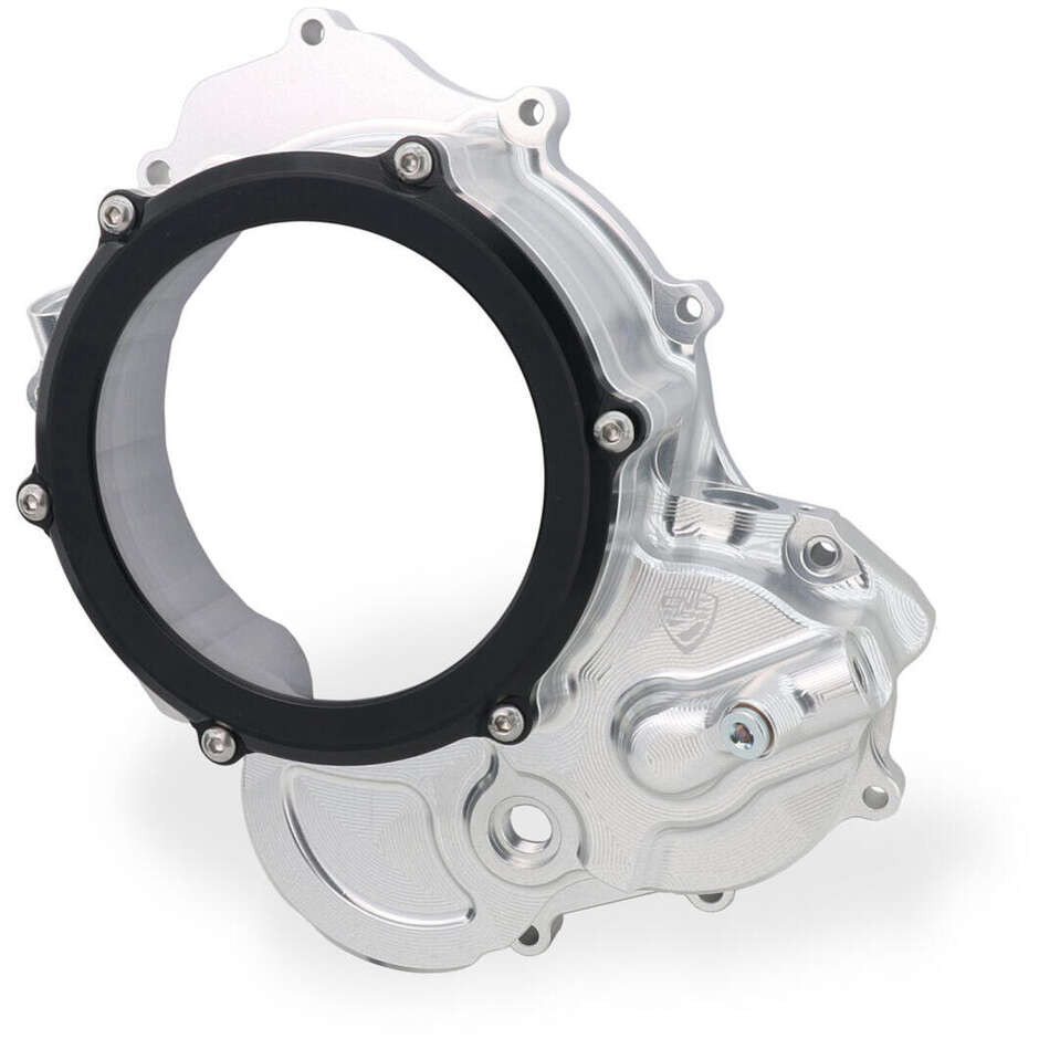 Carter trasparente CA510 per frizioni ad olio Ducati BICOLOR CNC Racing Argento Nero