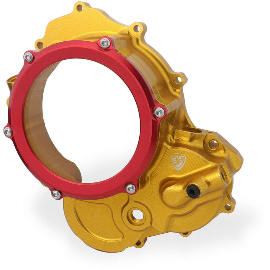 Carter trasparente CA510 per frizioni ad olio Ducati BICOLOR CNC Racing Oro Rosso