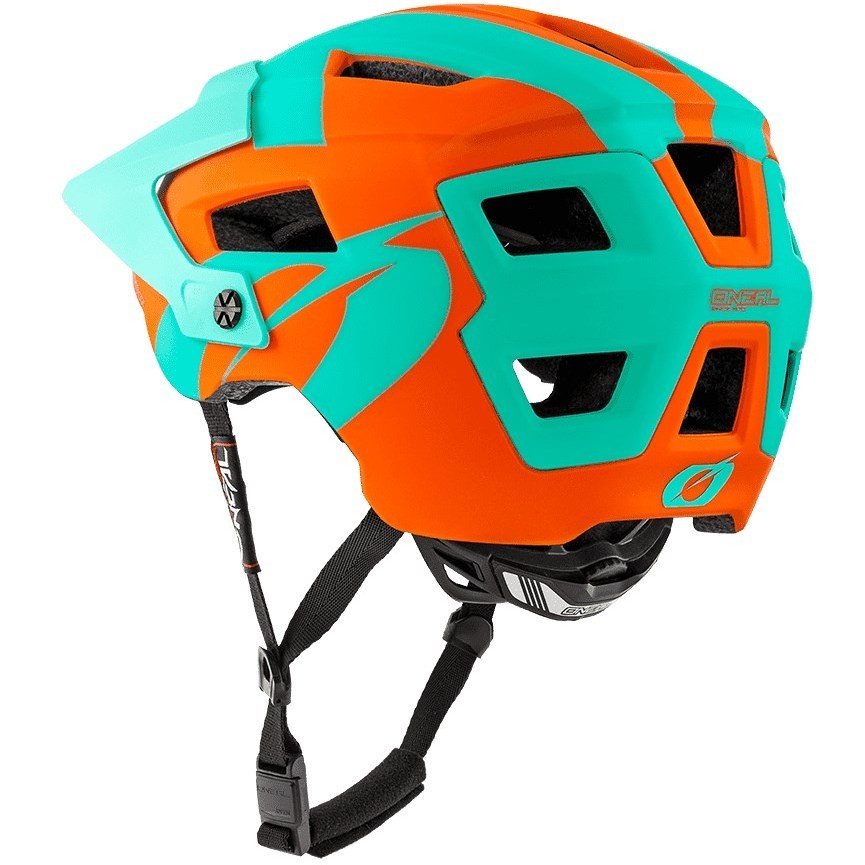 Casco Bici Oneal Mtb eBike Defender Sliver Arancio Azzurro