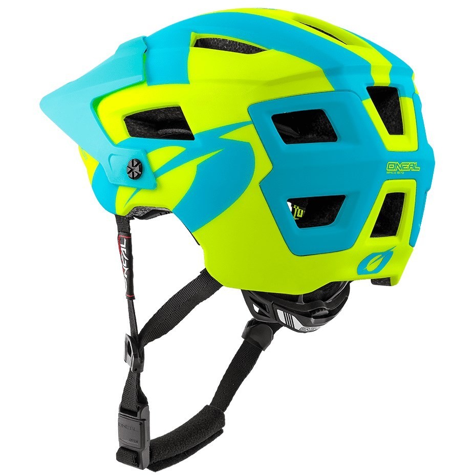 Casco Bici Oneal Mtb eBike Defender Sliver Azzurro Giallo Fluo