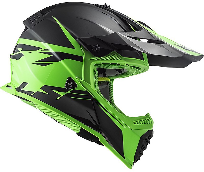 Casco Cross Enduro Moto Ls2 MX437 FAST EVO Roar Nero Opaco Verde Vendita  Online 