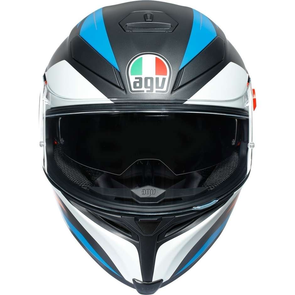 Casco Integrale in Fibra Moto AGV K5 S Multi CORE Nero Blu Arancio Opaco
