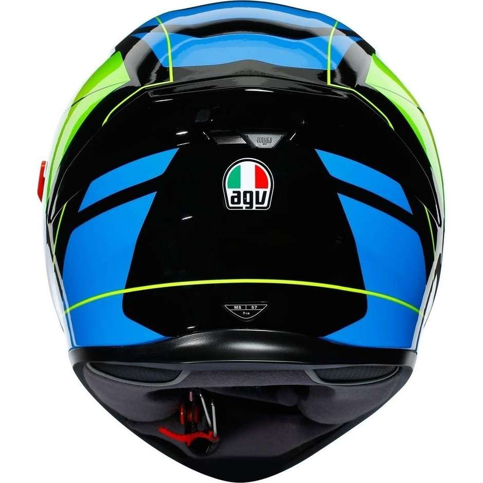 Casco Integrale in Fibra Moto AGV K5 S Multi CORE Nero Celeste Giallo Fluo