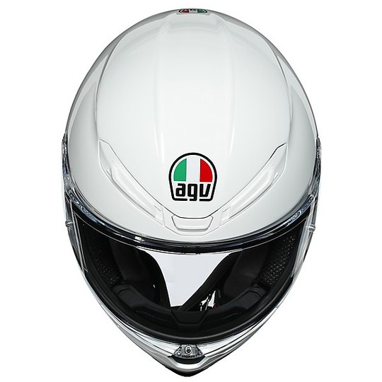 Casco Integrale in Fibra Moto AGV K6 Mono Bianco Lucido
