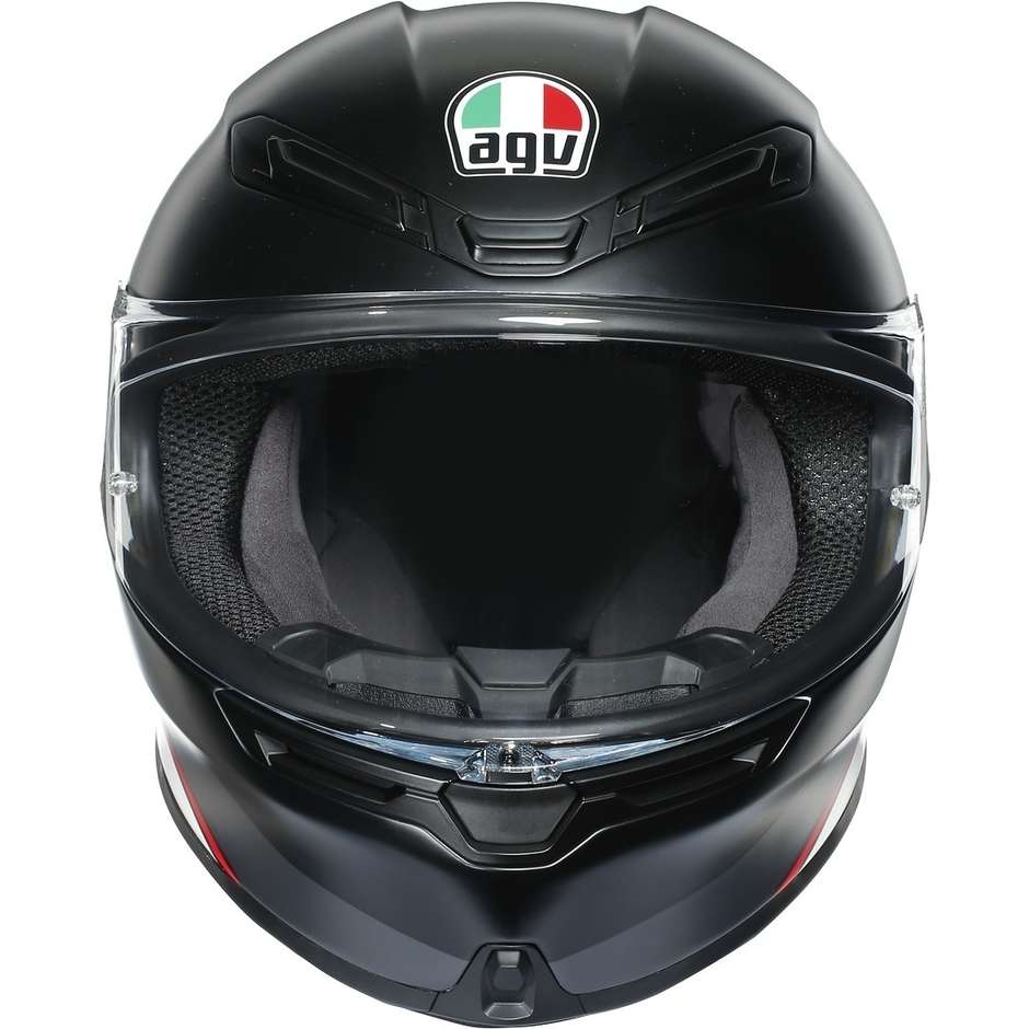 Casco Integrale in Fibra Moto AGV K6 Multi MINIMAL Nero Bianco Rosso Opaco