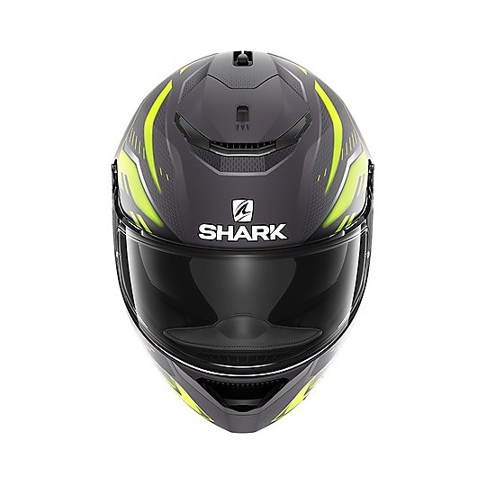 Casco Integrale In Fibra Moto Shark SPARTAN 1.2 Antheon Mat Nero Giallo Fluo Opaco