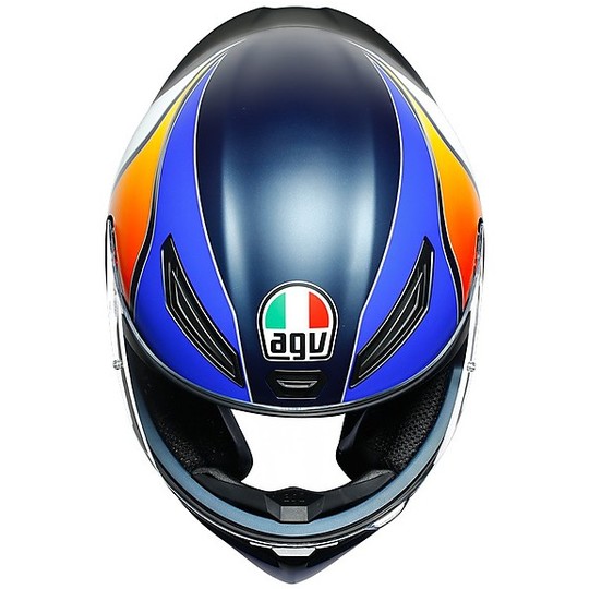 Casco Integrale Moto Agv K-1 Multi POWER  Blu Opaco Arancio Bianco