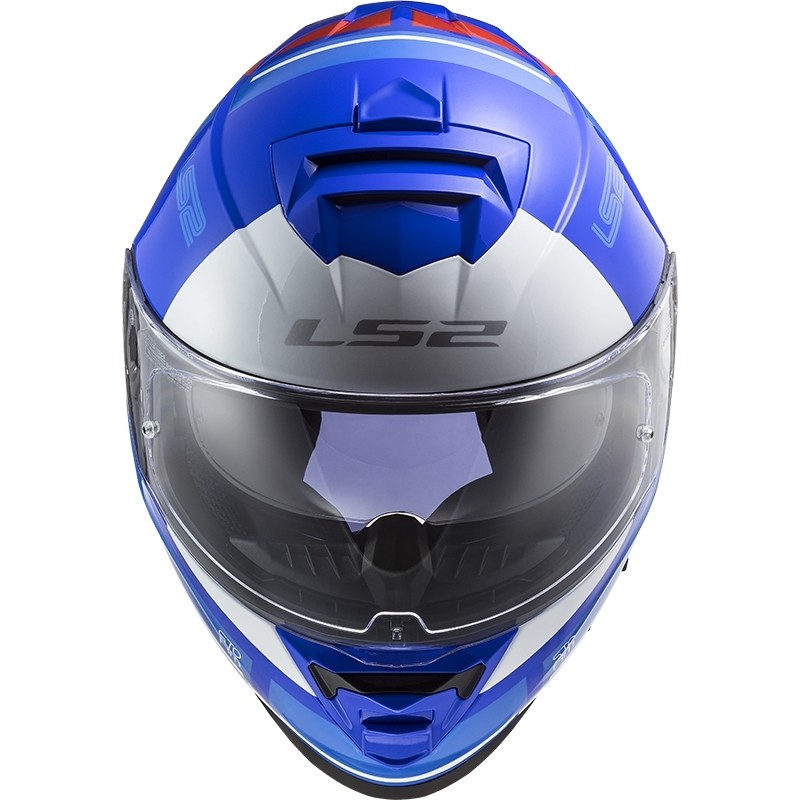 Casco Integrale Moto Doppia Visiera Ls2 FF800 Storm SLANT Blu Arancio Fluo
