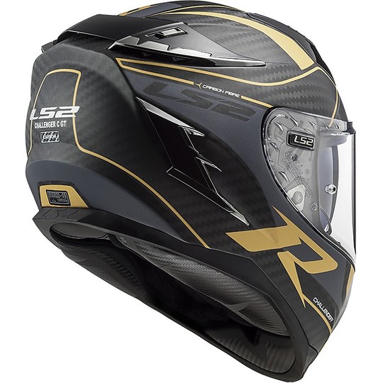 Casco Integrale Moto In Carbonio Touring Ls2 FF327 CHALLENGER C Grid Carbon Oro Opaco