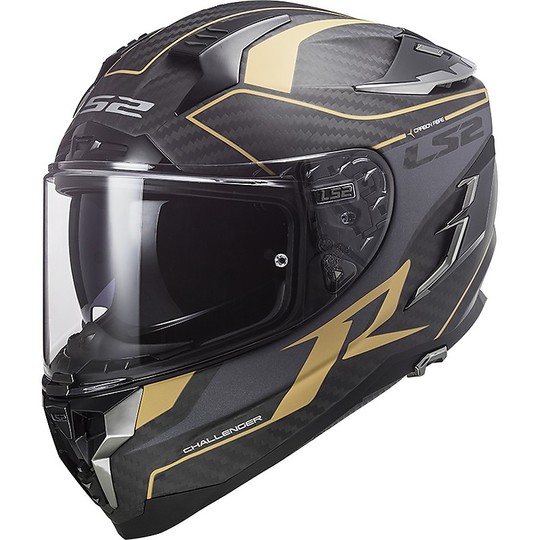 Casco Integrale Moto In Carbonio Touring Ls2 FF327 CHALLENGER C Grid Carbon Oro Opaco