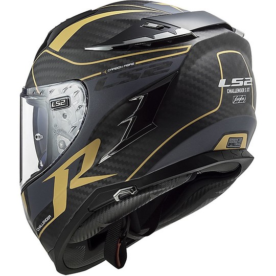 Casco Integrale Moto In Carbonio Touring Ls2 FF327 CHALLENGER C Grid Carbon Oro Opaco