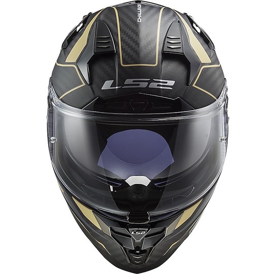 Casco Integrale Moto In Carbonio Touring Ls2 FF327 CHALLENGER C Grid Carbon Oro Opaco