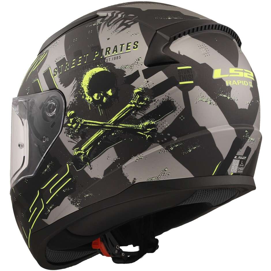 Casco Integrale Moto Ls2 FF353 RAPID 2 Pirates Titanio Opaco