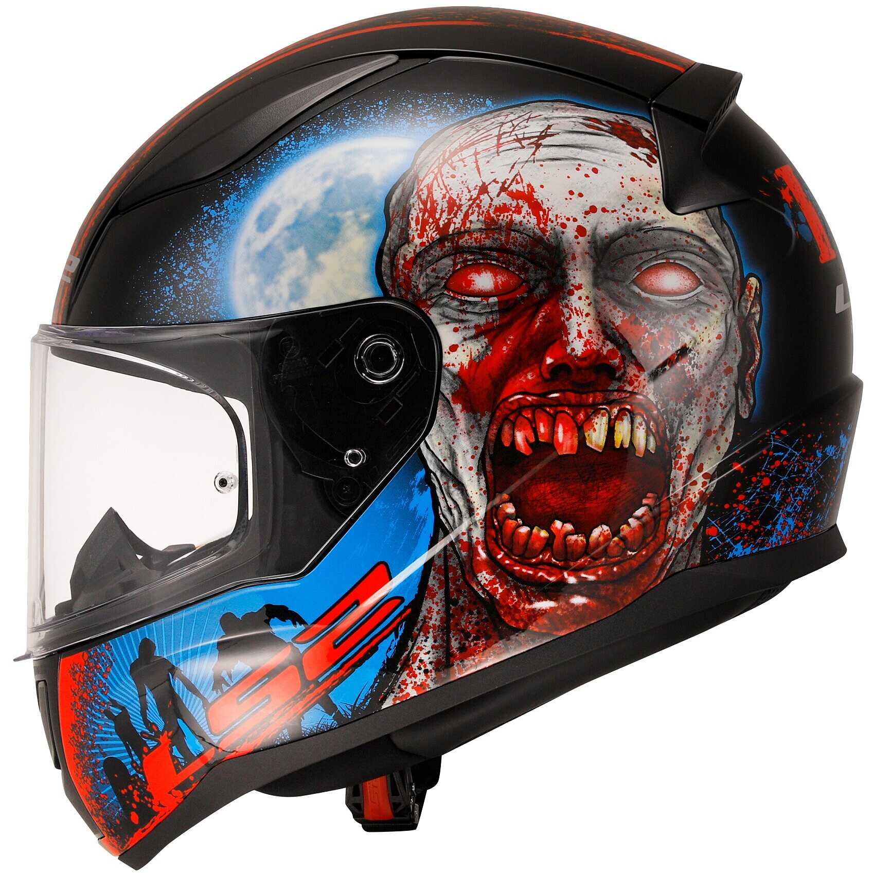 Casco Integrale Moto Ls2 FF353 RAPID 2 Zombie Nero Rosso Vendita