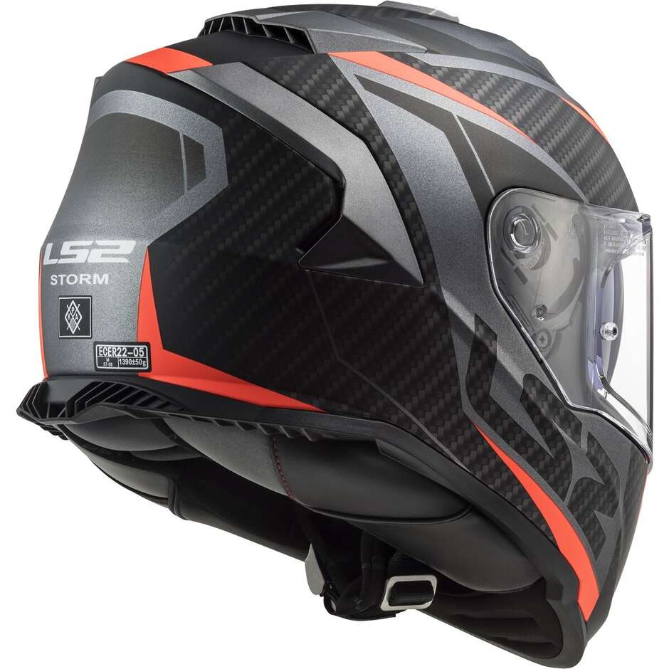 Casco Integrale Moto Ls2 FF800 STORM 2 RACER Titanio Opaco Arancio