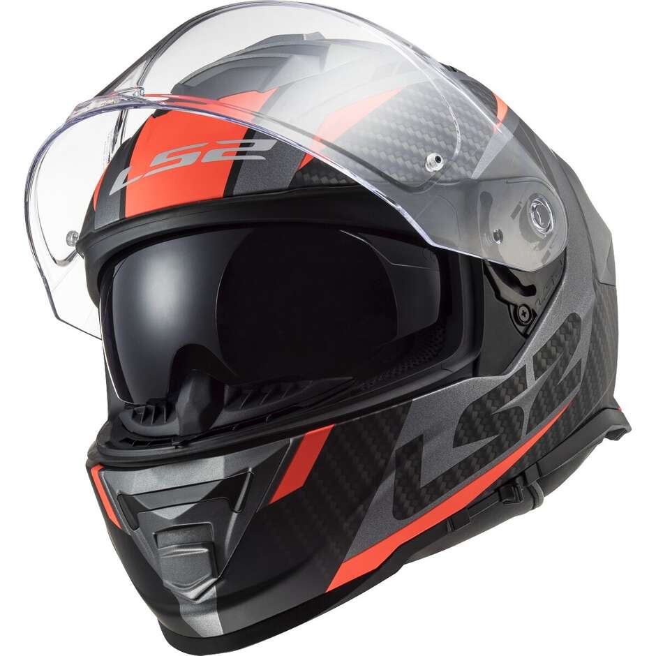 Casco Integrale Moto Ls2 FF800 STORM 2 RACER Titanio Opaco Arancio