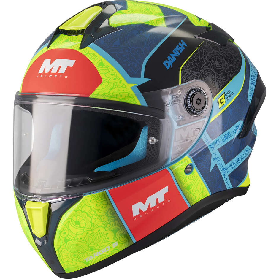 Casco Integrale MT Helmets TARGO S DANISH 26 BRASIL C3 Replica Verde Lucido