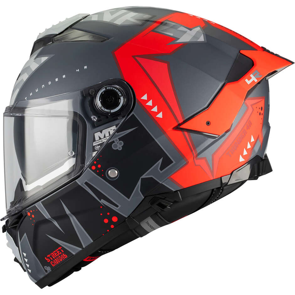 Casco Integrale MT Helmets THUNDER 4 R SV CANVAS C5 Grigio Rosso Opaco