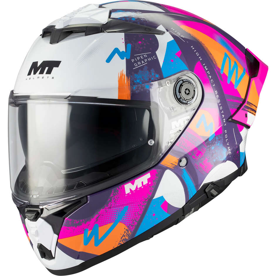 Casco Integrale MT Helmets THUNDER 4 R SV PIPEN C8 Multicolore Rosa Lucido