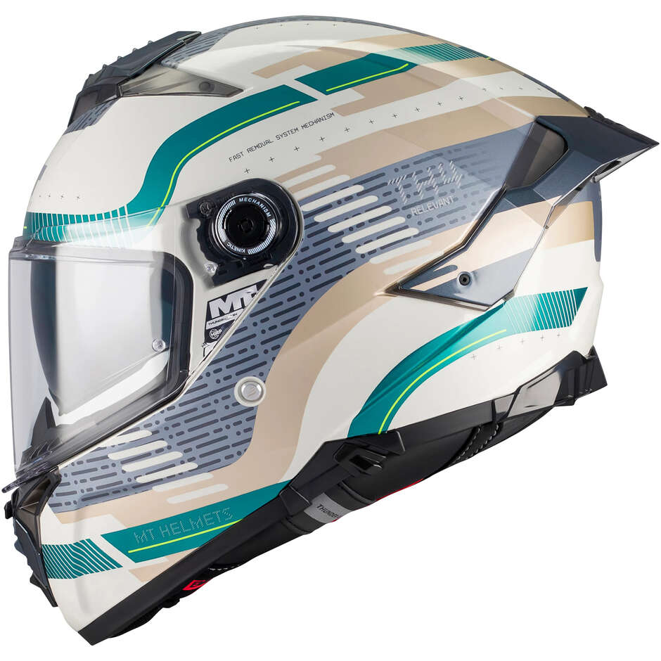 Casco Integrale MT Helmets THUNDER 4 R SV RELEVANT C6 Multicolore Verde Lucido
